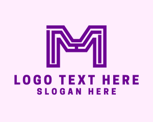 Geometric Monoline Letter M Business Logo