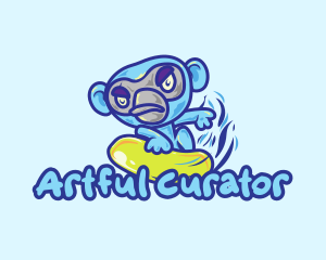 Monkey Water Surfer  logo design