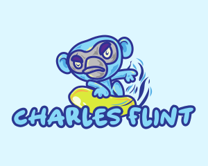 Monkey Water Surfer  logo design