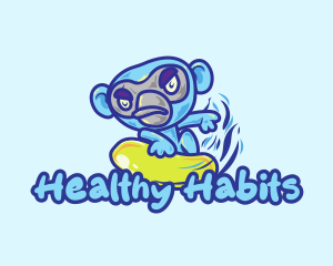 Monkey Water Surfer  logo design