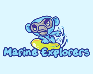 Monkey Water Surfer  logo design