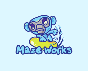 Monkey Water Surfer  logo design