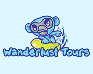 Monkey Water Surfer  logo design