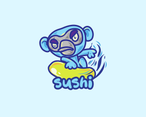 Monkey Water Surfer  logo design