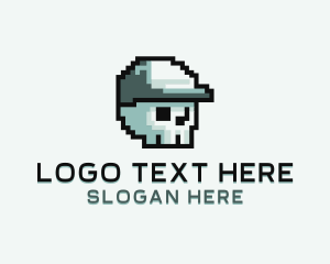 Pixelated - Y2K Pixel Skull logo design