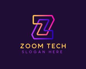 Tech Cyber Neon Letter Z logo design