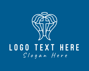 Church - Holy Crucifix Angel Wings logo design