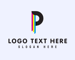 Printer - Colorful Paint Letter P logo design
