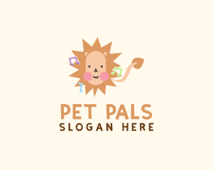 Cute Lion Cartoon logo design