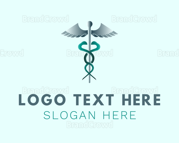 Medical Caduceus Staff Logo