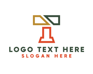 Intial - Geometric T Outline logo design