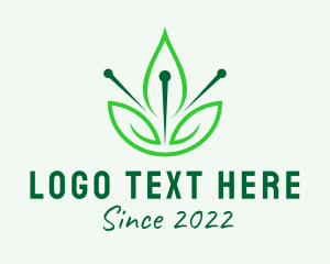 Healing - Green Leaf Acupuncture Needle logo design
