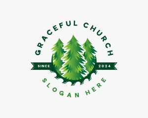 Saw Blade - Forest Tree Lumber logo design