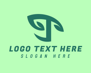 Plant - Green Organic Letter T logo design