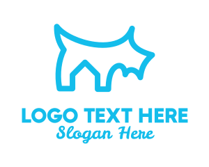 Dog Groomer - Blue Scottish Terrier Outline logo design