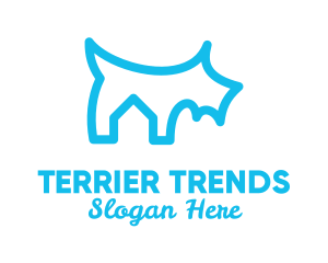 Terrier - Blue Scottish Terrier Outline logo design