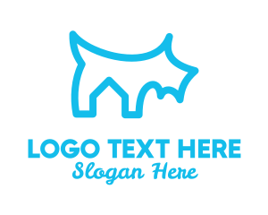 Dog Grooming - Blue Scottish Terrier Outline logo design