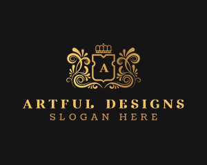 Decorative Crown Shield logo design