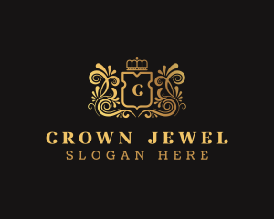 Decorative Crown Shield logo design