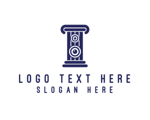 Blue - Pillar Music Speaker logo design