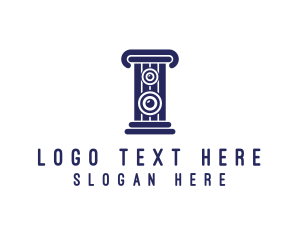 Stereo - Pillar Music Speaker logo design
