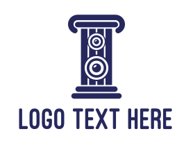Speaker - Blue Stereo Pillar logo design