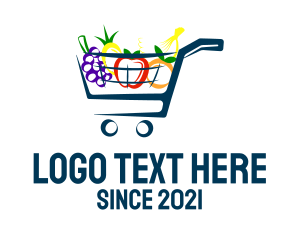 Supermarket - Fruit Push Cart logo design