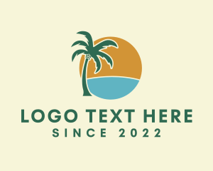 Beach Front - Palm Tree Tropical Summer logo design