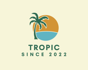 Palm Tree Tropical Summer logo design