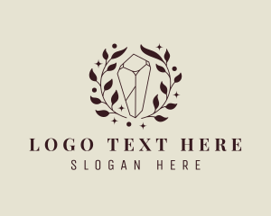 Leaf - Crystal Jewel Wreath logo design