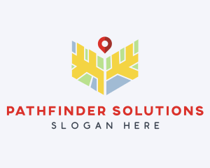 Wayfinding - Map Navigation Pin logo design