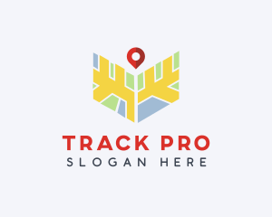 Tracker - Map Navigation Pin logo design