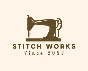 Grunge Sewing Machine logo design