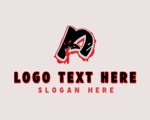 Blood - Splatter Graffiti Letter A logo design