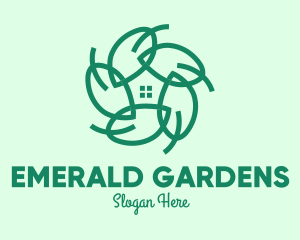 Green Home Gardening Leaves logo design