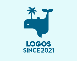 Seaside - Blue Whale Island logo design