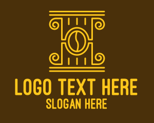 Minimal - Outline Golden Coffee Pilar logo design