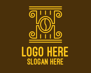 Hot Coffee - Outline Golden Coffee Pilar logo design