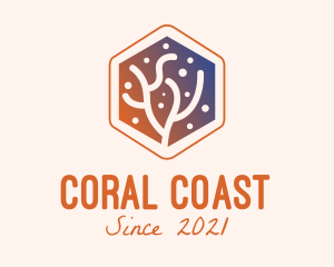 Coral - Hexagon Coral Reef logo design