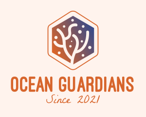 Marine Conservation - Hexagon Coral Reef logo design