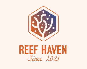Reef - Hexagon Coral Reef logo design