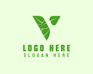 Farmer - Organic Leaf Letter V logo design