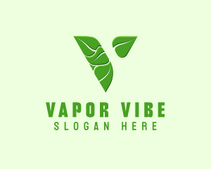 Organic Leaf Letter V logo design