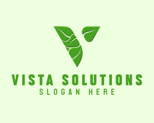 Organic Leaf Letter V logo design