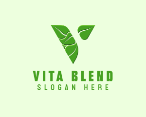 Organic Leaf Letter V logo design