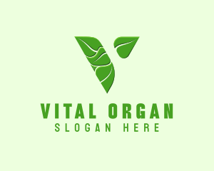 Organic Leaf Letter V logo design