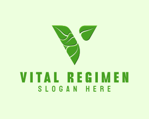 Organic Leaf Letter V logo design