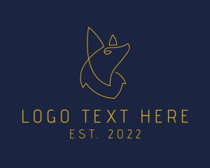 Dog - Monoline Gold Wolf logo design