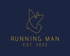 Dog - Monoline Gold Wolf logo design
