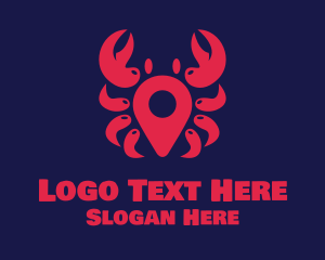 Locator - Crab Location Pin logo design